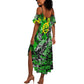 Graffiti Street Art Summer Maxi Dress Smoking Ape Character and Neon Crown Symbols - African Pride