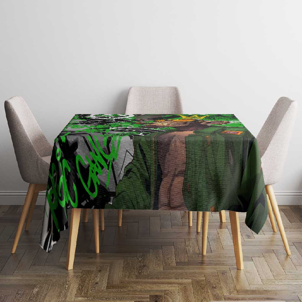 Graffiti Street Art Tablecloth Smoking Ape Character and Neon Crown Symbols - African Pride