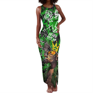 Graffiti Street Art Tank Maxi Dress Smoking Ape Character and Neon Crown Symbols - African Pride