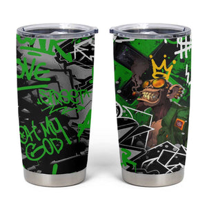 Graffiti Street Art Tumbler Cup Smoking Ape Character and Neon Crown Symbols - African Pride
