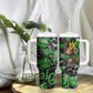 Graffiti Street Art Tumbler With Handle Smoking Ape Character and Neon Crown Symbols - African Pride