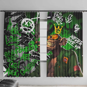 Graffiti Street Art Window Curtain Smoking Ape Character and Neon Crown Symbols - African Pride