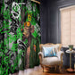 Graffiti Street Art Window Curtain Smoking Ape Character and Neon Crown Symbols - African Pride