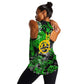 Graffiti Street Art Women Racerback Tank Smoking Ape Character and Neon Crown Symbols - African Pride