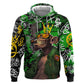 Graffiti Street Art Zip Hoodie Smoking Ape Character and Neon Crown Symbols - African Pride