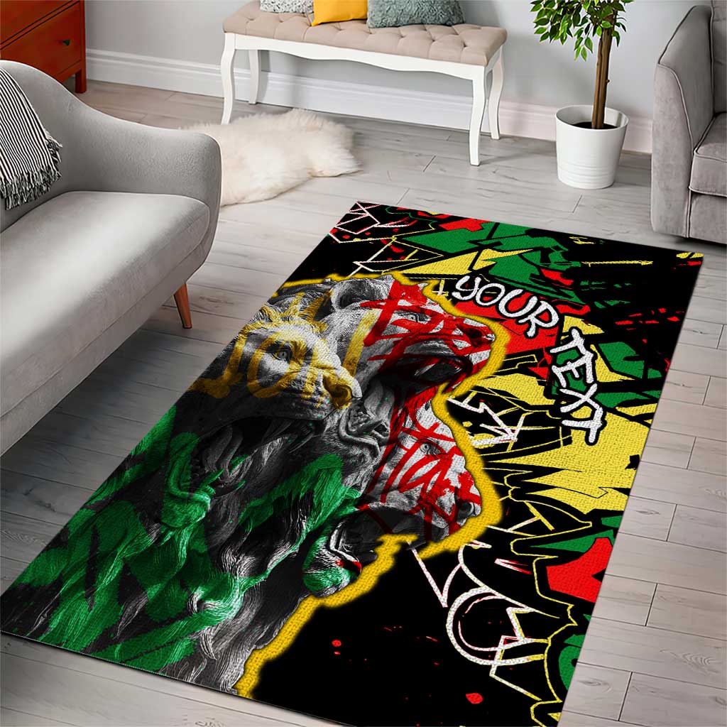 Lion King Africa Graffiti Area Rug Bold Text and Neon Colors - African Pride