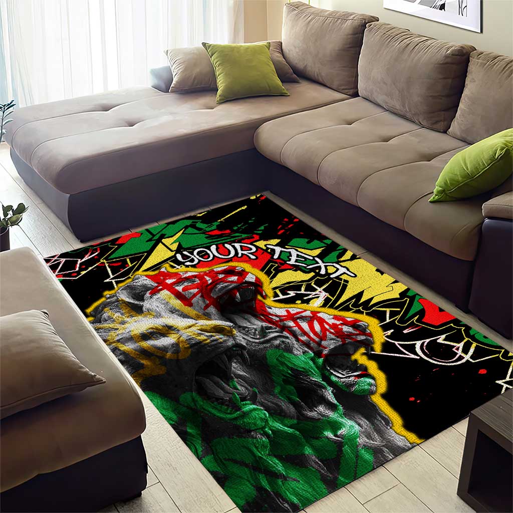 Lion King Africa Graffiti Area Rug Bold Text and Neon Colors - African Pride