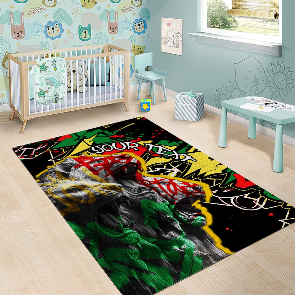 Lion King Africa Graffiti Area Rug Bold Text and Neon Colors - African Pride