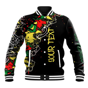 Lion King Africa Graffiti Baseball Jacket Bold Text and Neon Colors - African Pride