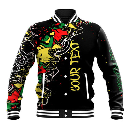 Lion King Africa Graffiti Baseball Jacket Bold Text and Neon Colors - African Pride