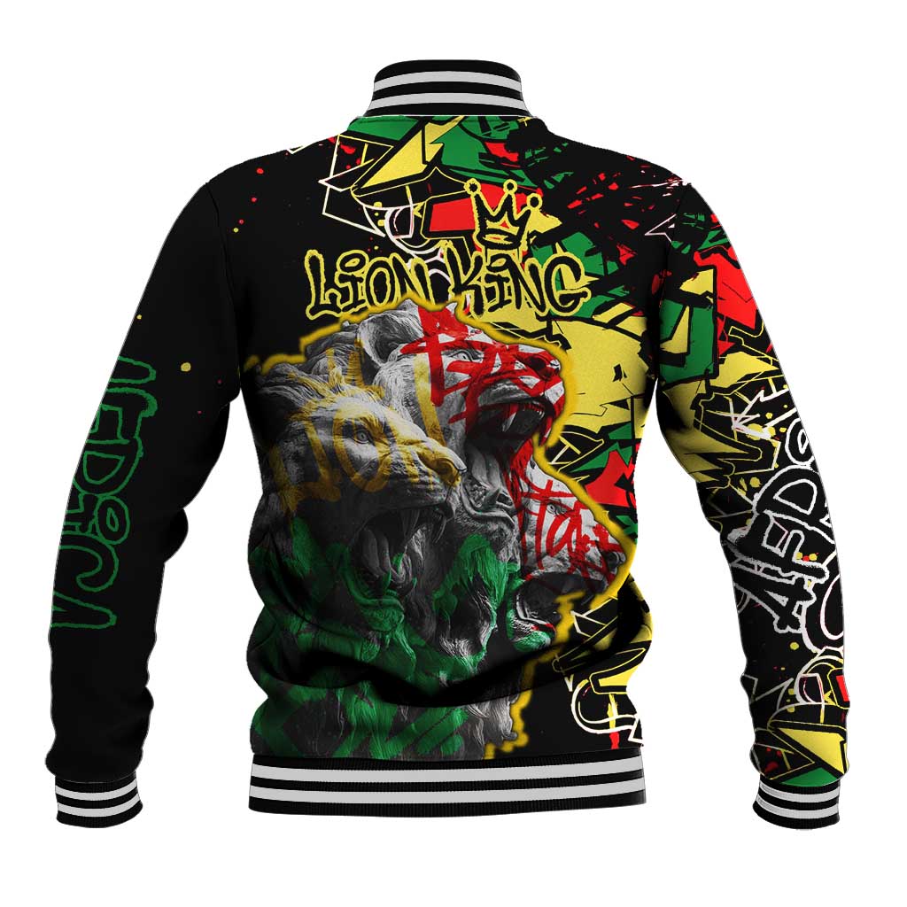 Lion King Africa Graffiti Baseball Jacket Bold Text and Neon Colors - African Pride