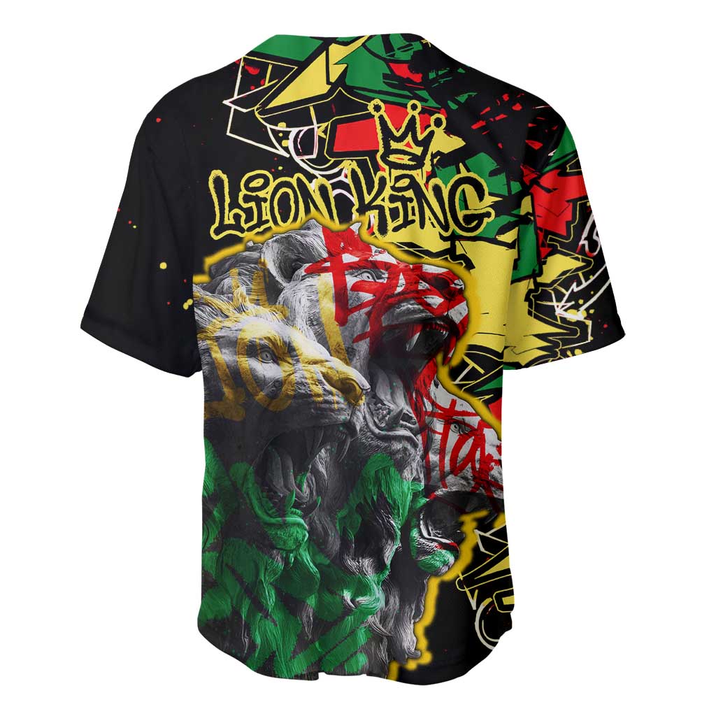 Lion King Africa Graffiti Baseball Jersey Bold Text and Neon Colors - African Pride