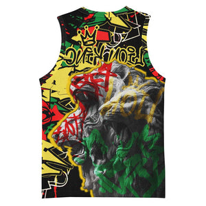 Lion King Africa Graffiti Basketball Jersey Bold Text and Neon Colors - African Pride
