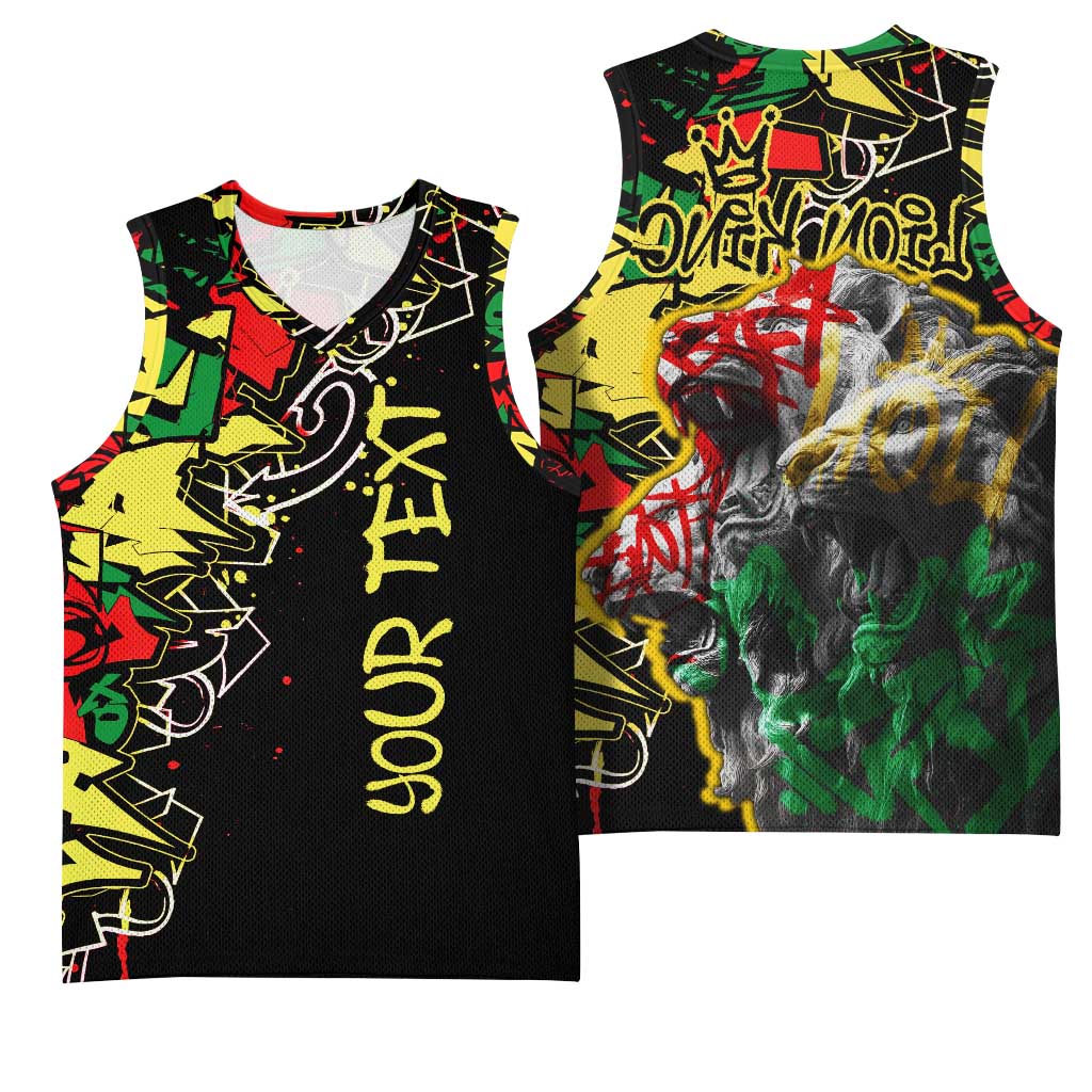Lion King Africa Graffiti Basketball Jersey Bold Text and Neon Colors - African Pride