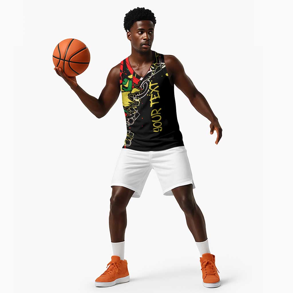 Lion King Africa Graffiti Basketball Jersey Bold Text and Neon Colors - African Pride