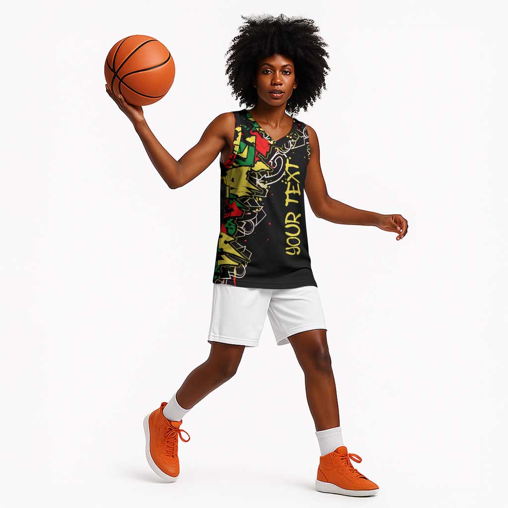 Lion King Africa Graffiti Basketball Jersey Bold Text and Neon Colors - African Pride
