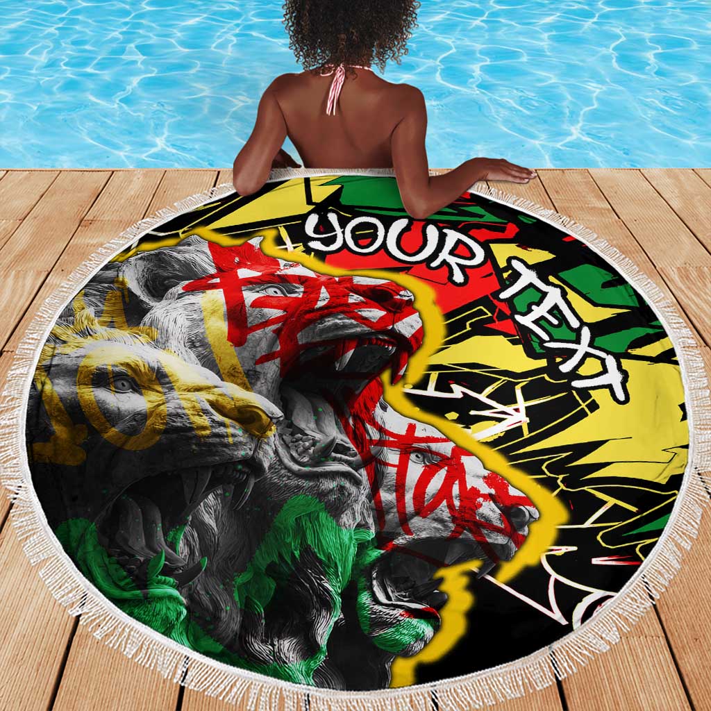 Lion King Africa Graffiti Beach Blanket Bold Text and Neon Colors - African Pride