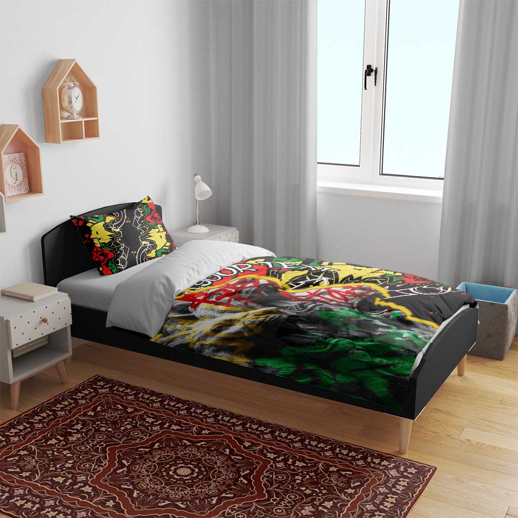 Lion King Africa Graffiti Bedding Set Bold Text and Neon Colors - African Pride