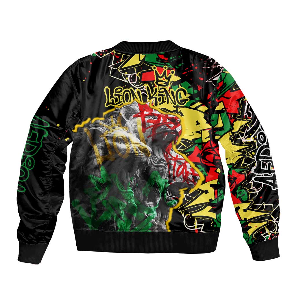 Lion King Africa Graffiti Bomber Jacket Bold Text and Neon Colors - African Pride