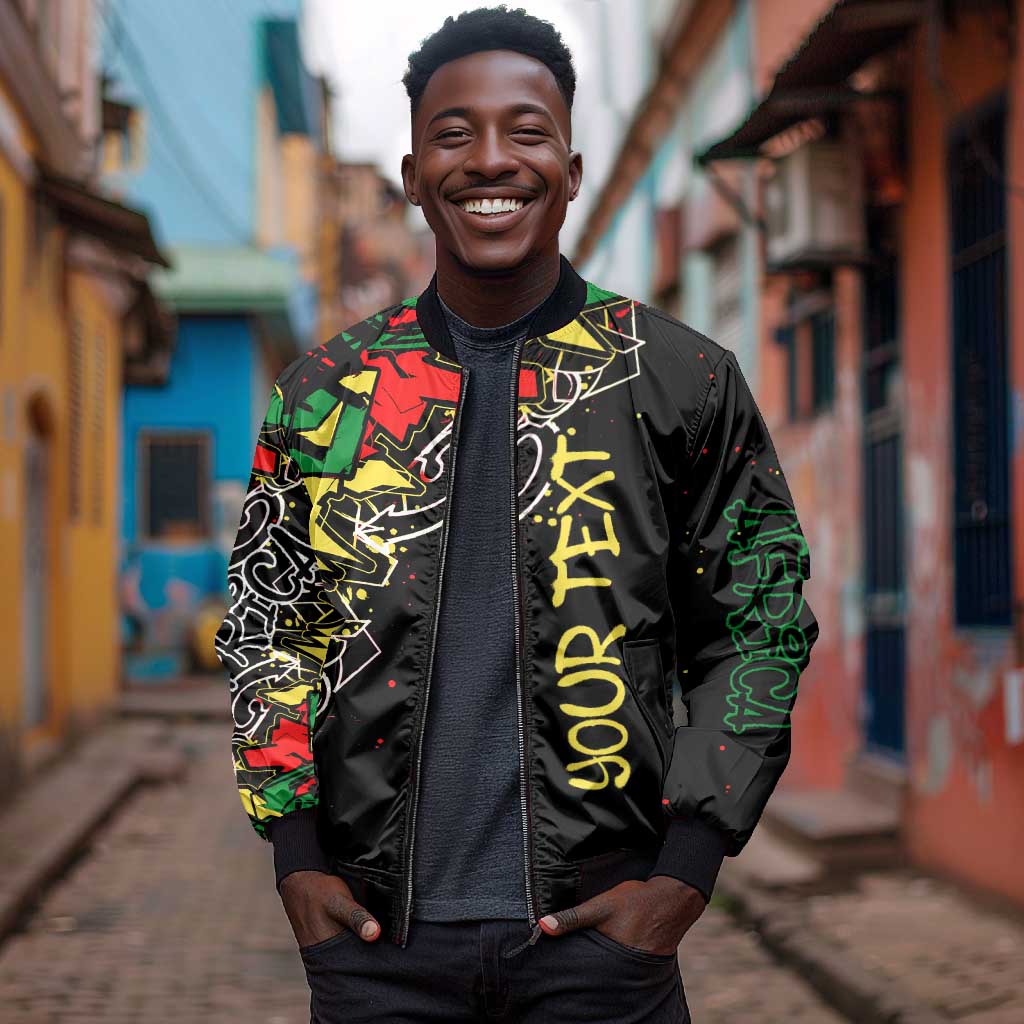 Lion King Africa Graffiti Bomber Jacket Bold Text and Neon Colors - African Pride