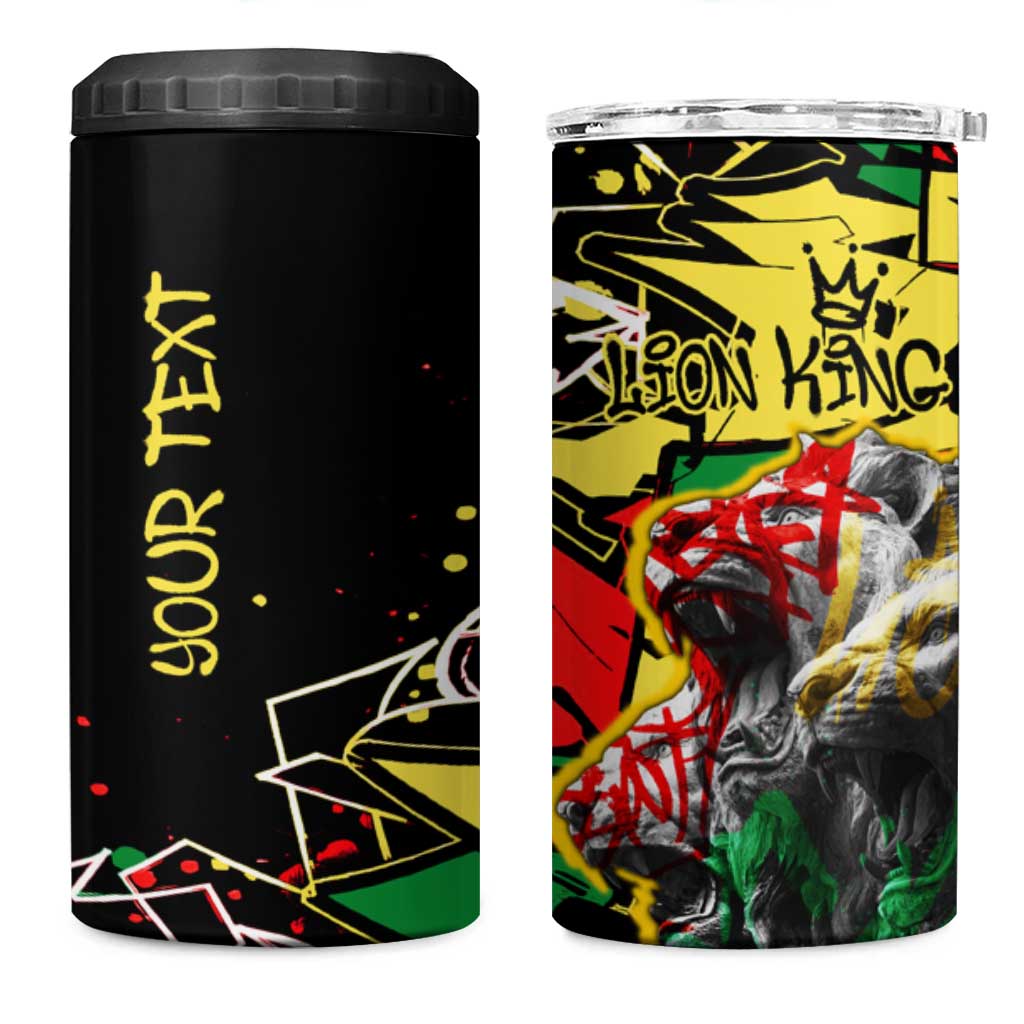 Lion King Africa Graffiti 4 in 1 Can Cooler Tumbler Bold Text and Neon Colors - African Pride