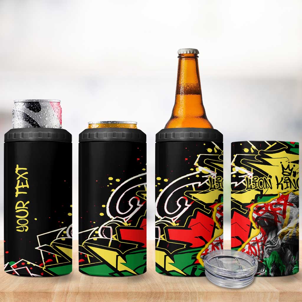 Lion King Africa Graffiti 4 in 1 Can Cooler Tumbler Bold Text and Neon Colors - African Pride