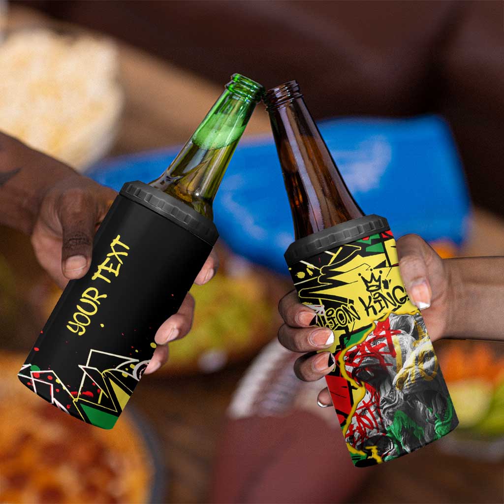 Lion King Africa Graffiti 4 in 1 Can Cooler Tumbler Bold Text and Neon Colors - African Pride