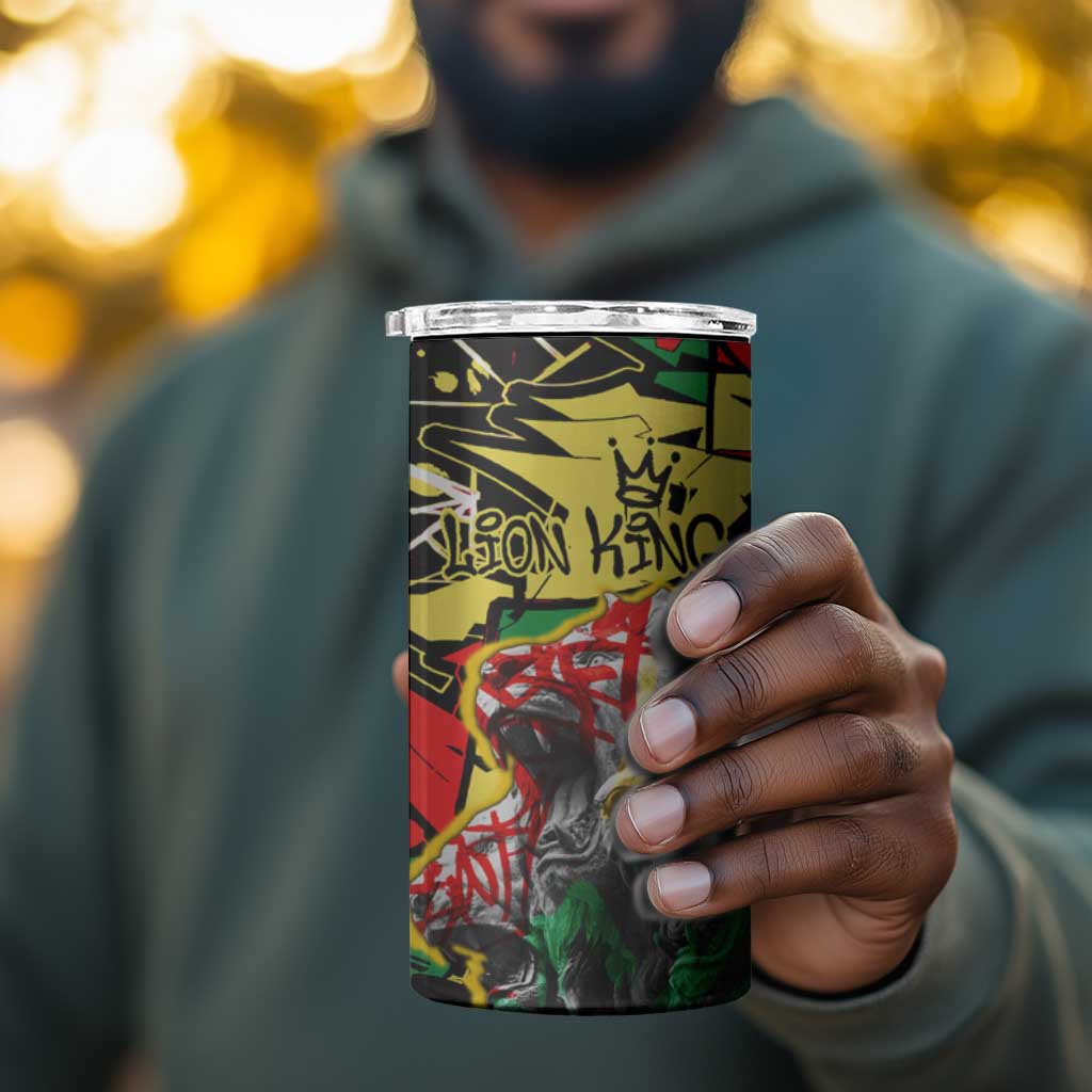 Lion King Africa Graffiti 4 in 1 Can Cooler Tumbler Bold Text and Neon Colors - African Pride
