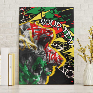 Lion King Africa Graffiti Canvas Wall Art Bold Text and Neon Colors - African Pride