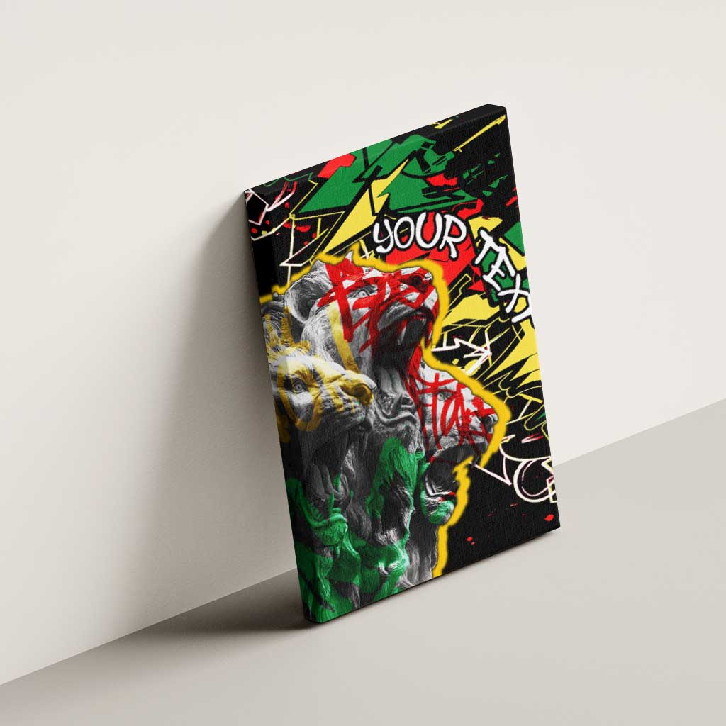 Lion King Africa Graffiti Canvas Wall Art Bold Text and Neon Colors - African Pride
