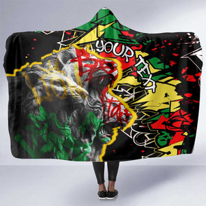 Lion King Africa Graffiti Hooded Blanket Bold Text and Neon Colors - African Pride