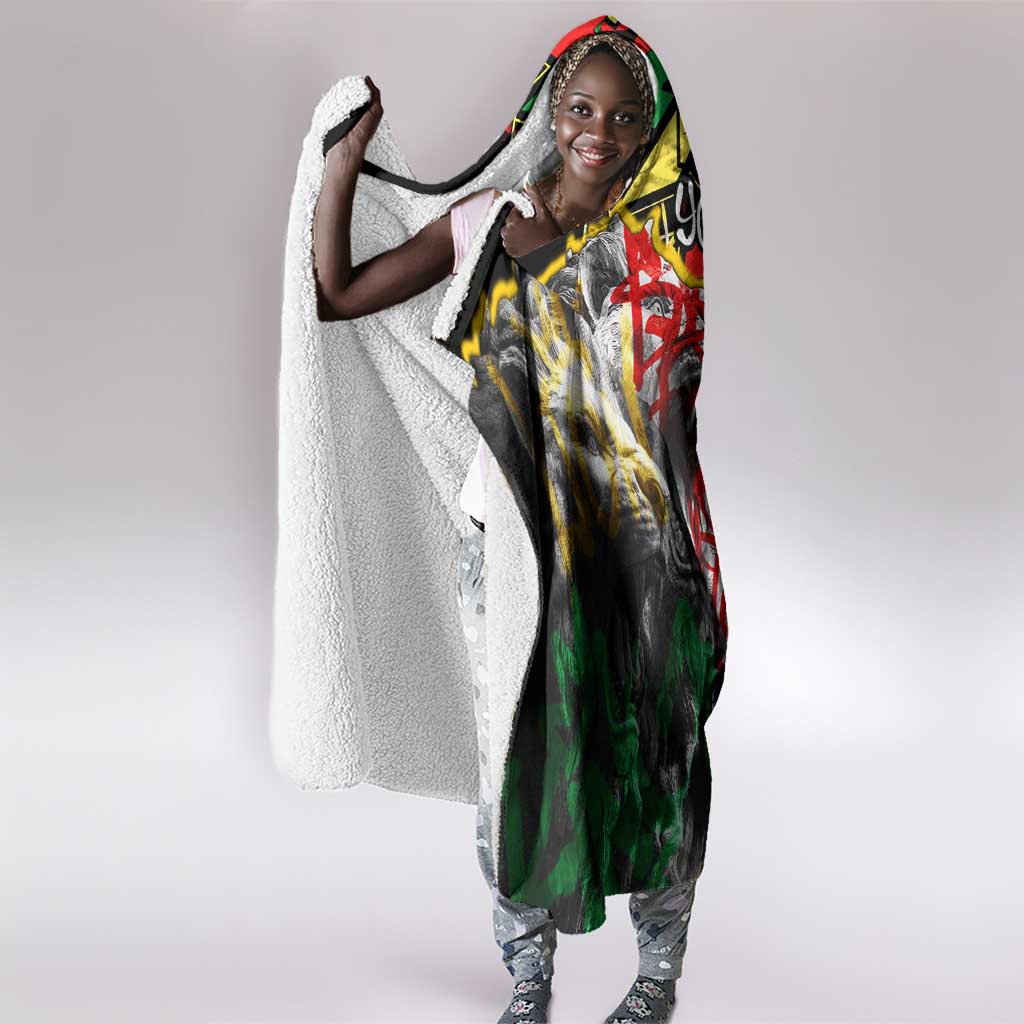 Lion King Africa Graffiti Hooded Blanket Bold Text and Neon Colors - African Pride