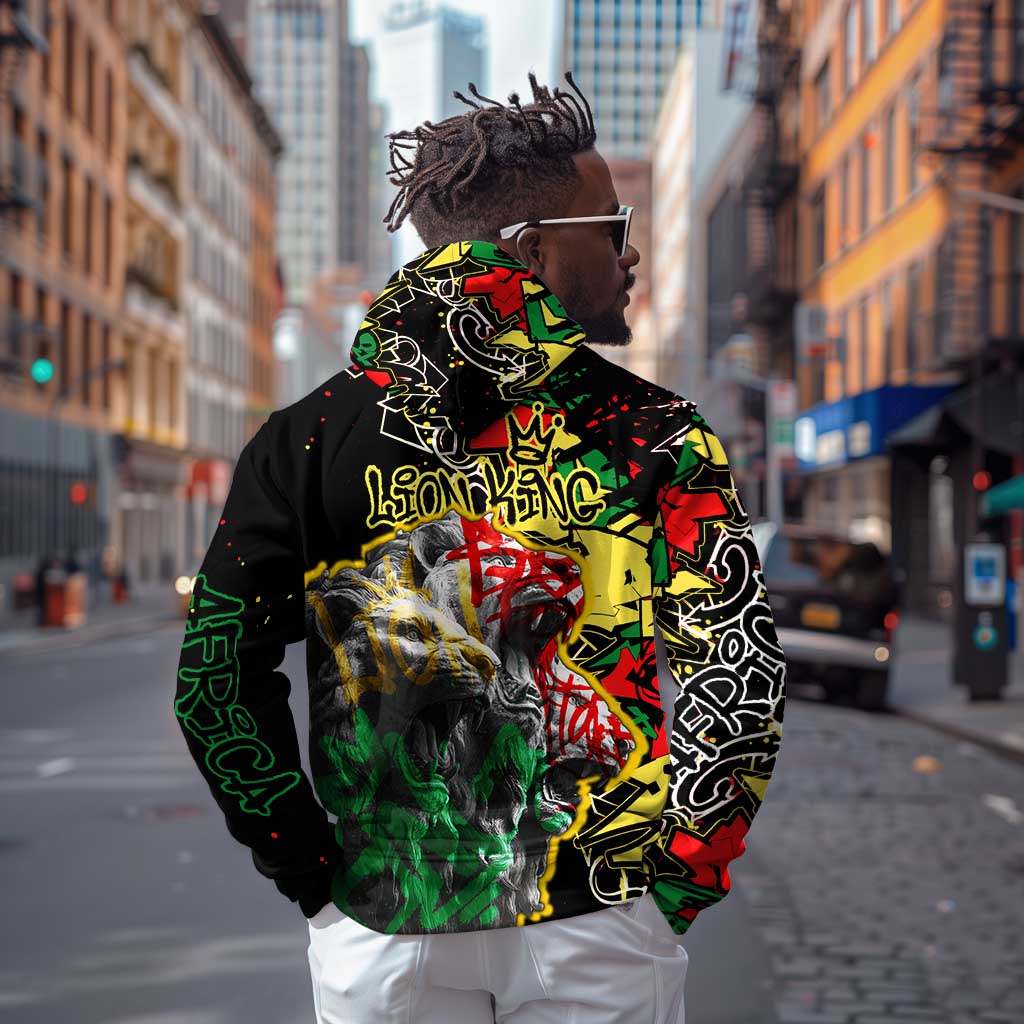 Lion King Africa Graffiti Hoodie Bold Text and Neon Colors - African Pride