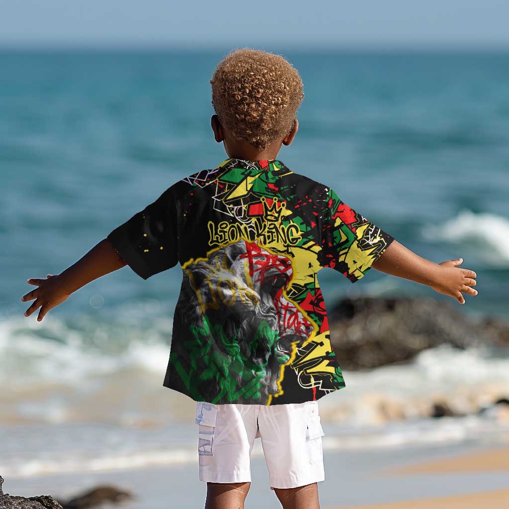 Lion King Africa Graffiti Kid Hawaiian Shirt Bold Text and Neon Colors - African Pride