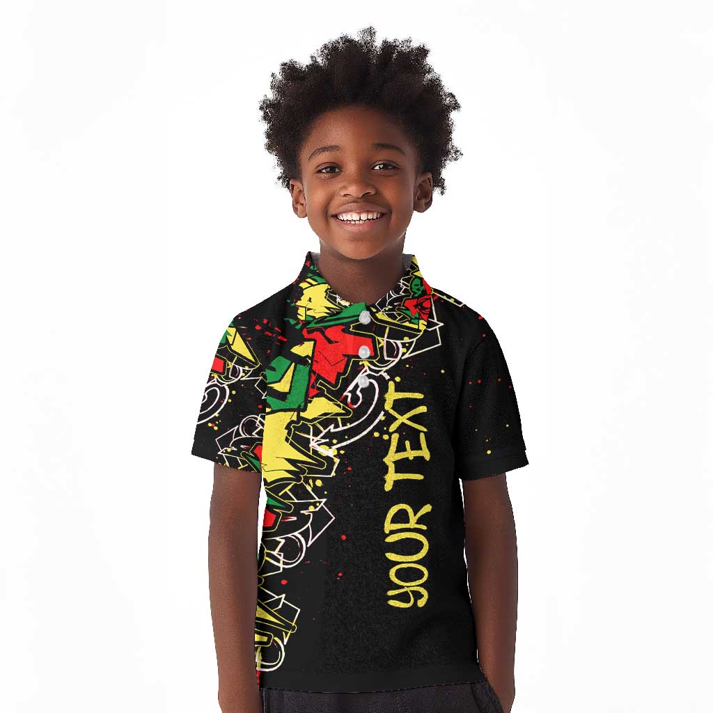 Lion King Africa Graffiti Kid Polo Shirt Bold Text and Neon Colors - African Pride