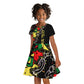 Lion King Africa Graffiti Kid Short Sleeve Dress Bold Text and Neon Colors - African Pride