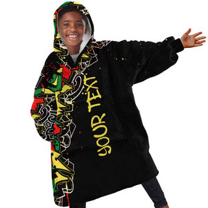 Lion King Africa Graffiti Kid Wearable Blanket Hoodie Bold Text and Neon Colors - African Pride