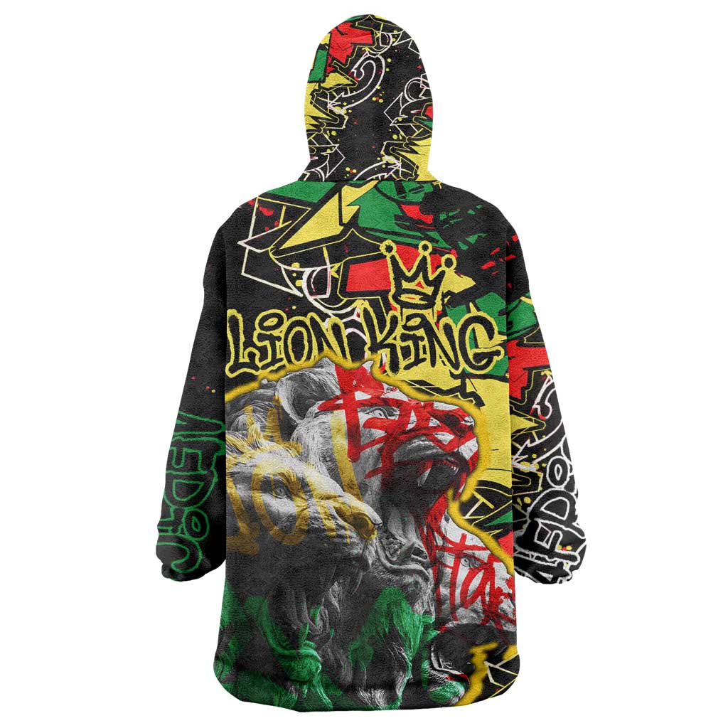 Lion King Africa Graffiti Kid Wearable Blanket Hoodie Bold Text and Neon Colors - African Pride