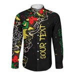 Lion King Africa Graffiti Long Sleeve Button Shirt Bold Text and Neon Colors - African Pride