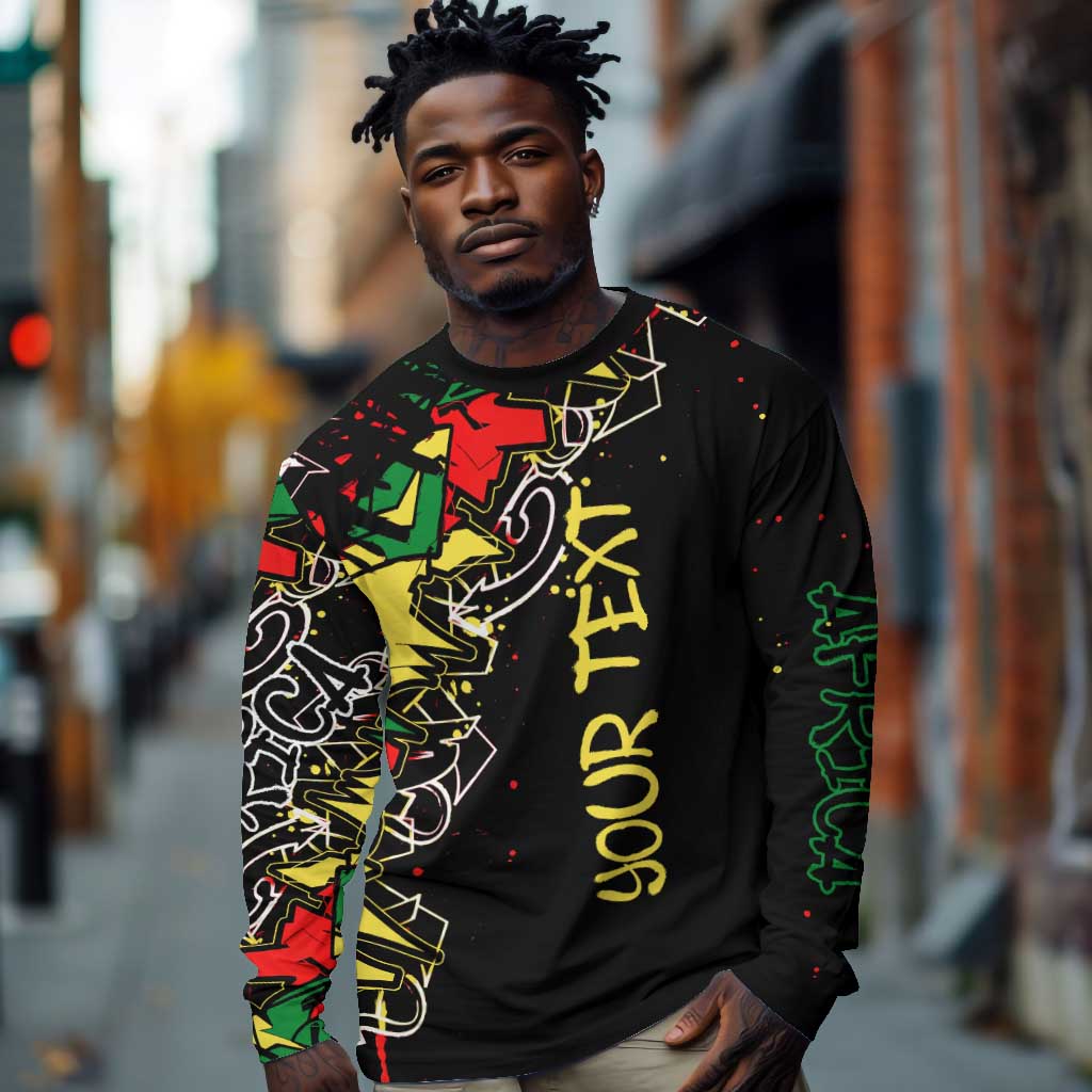 Lion King Africa Graffiti Long Sleeve Shirt Bold Text and Neon Colors - African Pride