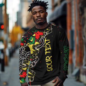 Lion King Africa Graffiti Long Sleeve Shirt Bold Text and Neon Colors - African Pride