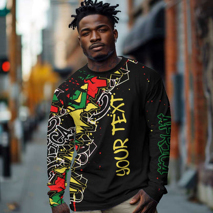 Lion King Africa Graffiti Long Sleeve Shirt Bold Text and Neon Colors - African Pride