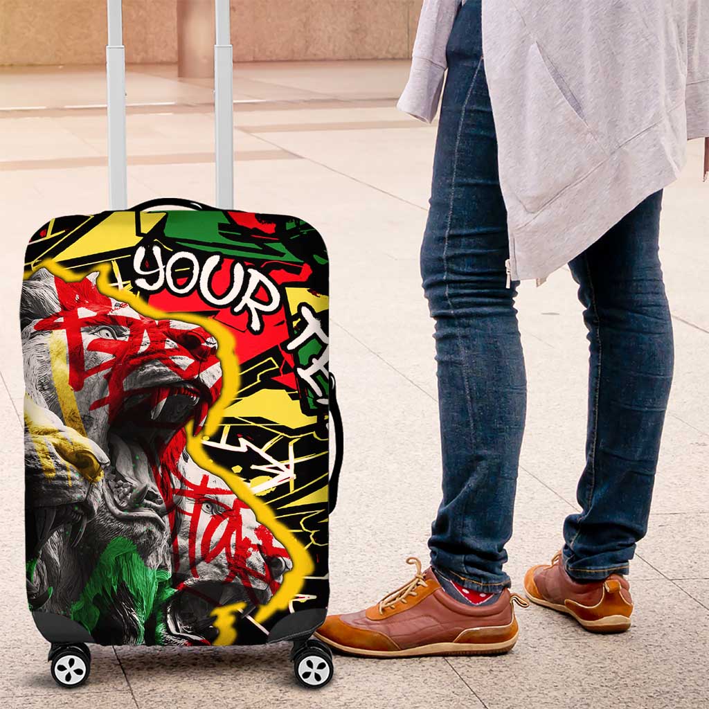 Lion King Africa Graffiti Luggage Cover Bold Text and Neon Colors - African Pride