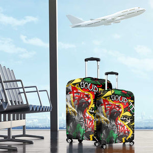 Lion King Africa Graffiti Luggage Cover Bold Text and Neon Colors - African Pride