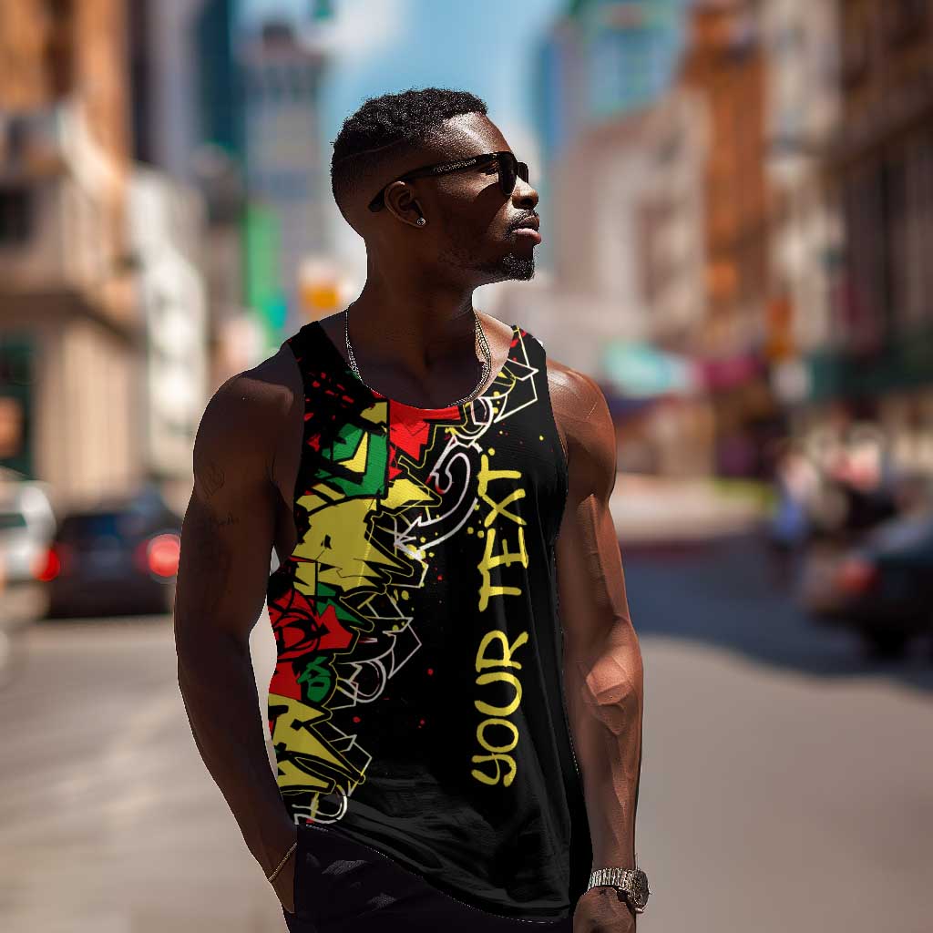 Lion King Africa Graffiti Men Tank Top Bold Text and Neon Colors - African Pride