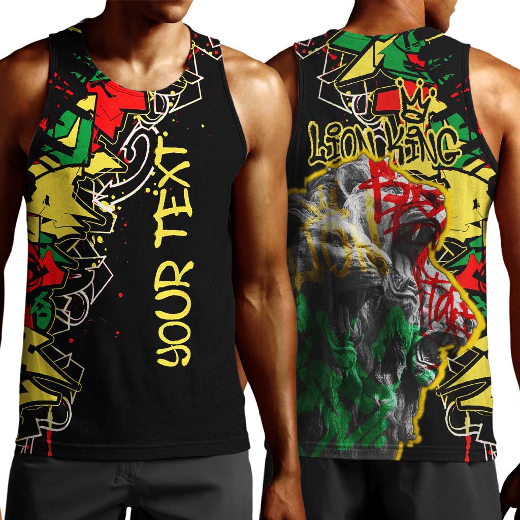 Lion King Africa Graffiti Men Tank Top Bold Text and Neon Colors - African Pride
