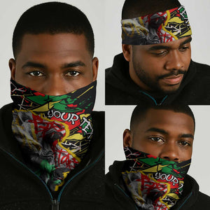 Lion King Africa Graffiti Neck Gaiter Bold Text and Neon Colors - African Pride