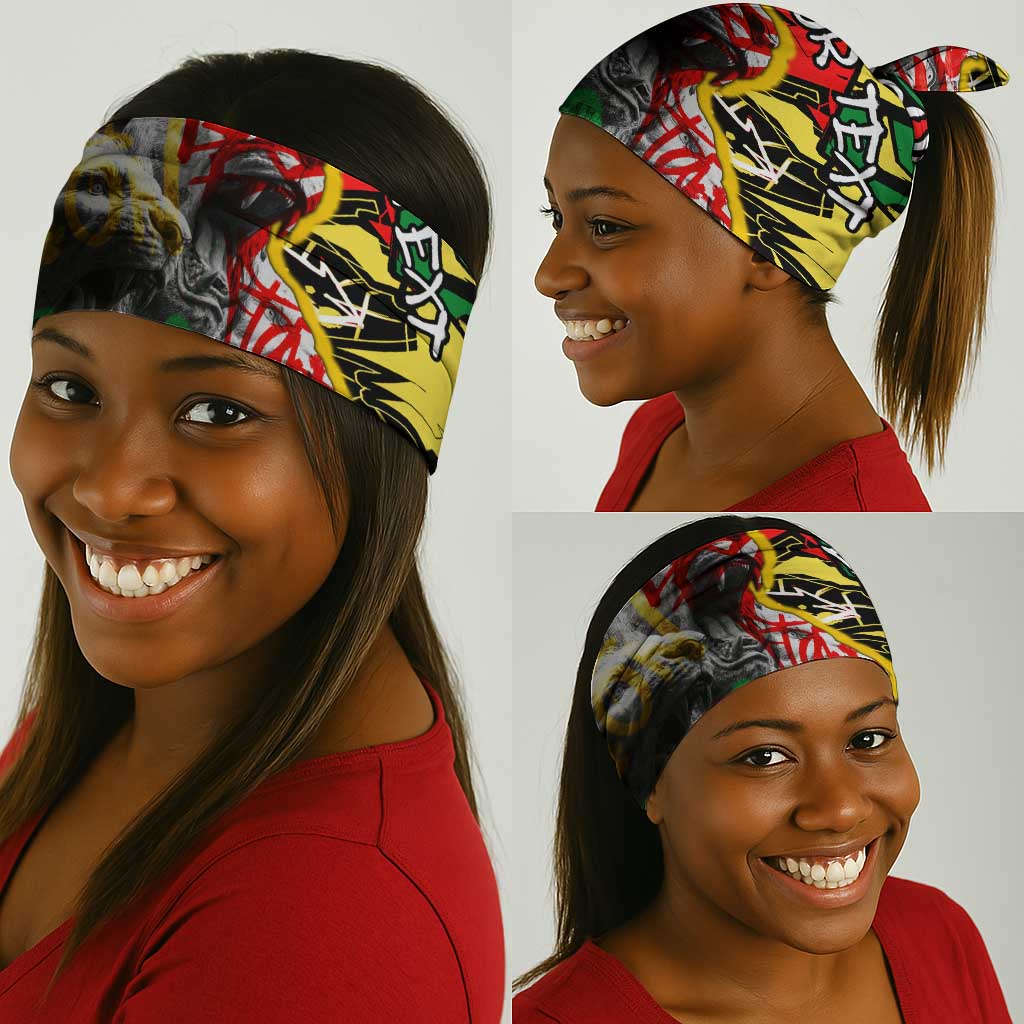Lion King Africa Graffiti Neck Gaiter Bold Text and Neon Colors - African Pride