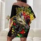 Lion King Africa Graffiti Off Shoulder Short Dress Bold Text and Neon Colors - African Pride