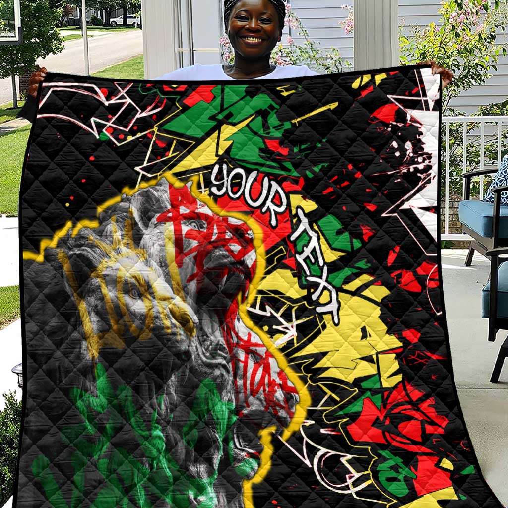 Lion King Africa Graffiti Quilt Bold Text and Neon Colors - African Pride